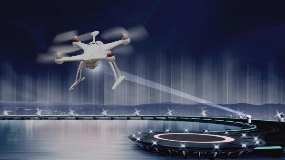 un dron es alimentado por un haz de luz.
