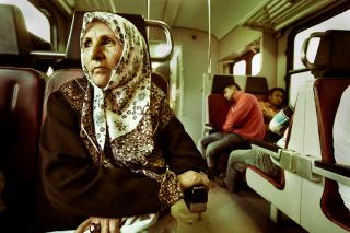 Woman on a train