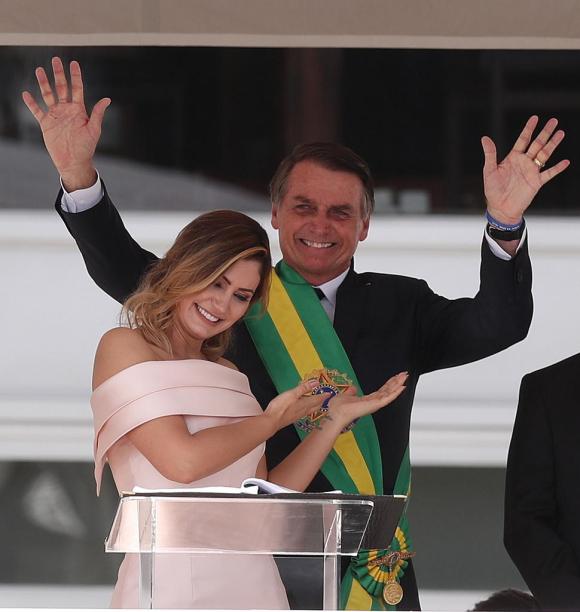 President Bolsonaro with his wife Michele