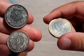 1フラン硬貨とユーロ硬貨