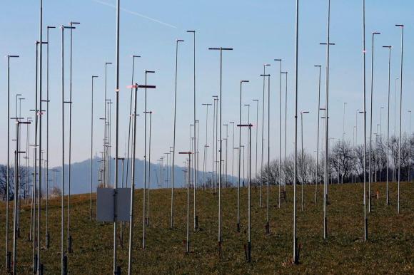 Story poles on a meadow
