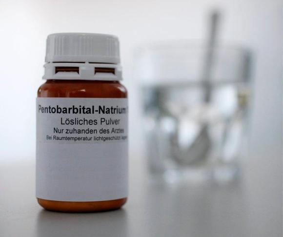Picture of bottle of the barbiturate Pentobarbital