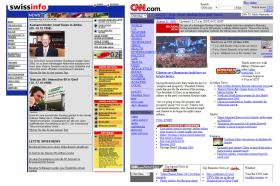 Páginas web da SWI e CNN em 2000
