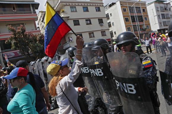 Manifestación de seguidores de Juan Guaidó en Caracas