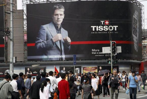Werbeplakat der Neuenburger Firma Tissot in China