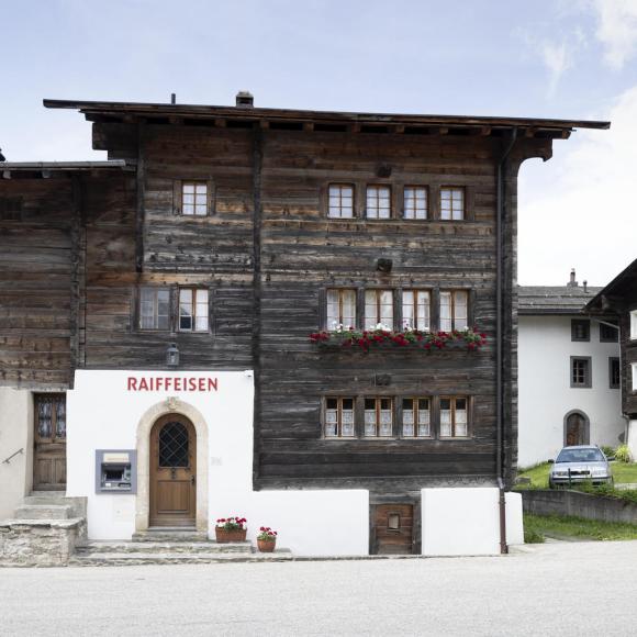 The Raiffeisen bank branch in Ernen, canton Valais, Switzerland in 2018