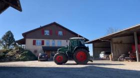 Traktor vor Bauernhaus