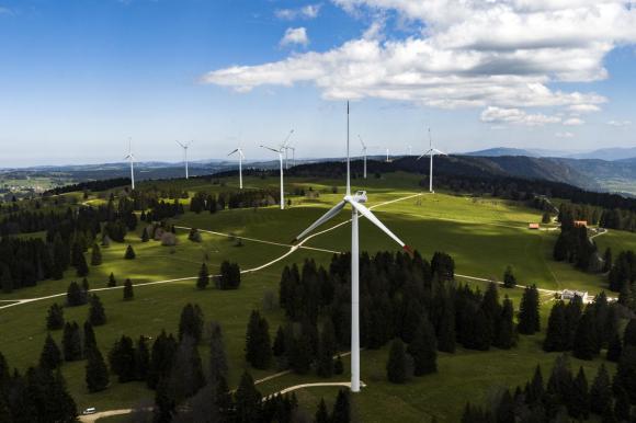 Wind turbines in Swiss countryside