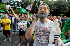 Brazilian demonstrators in street