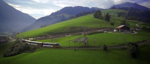 GoldenPass train in countryside