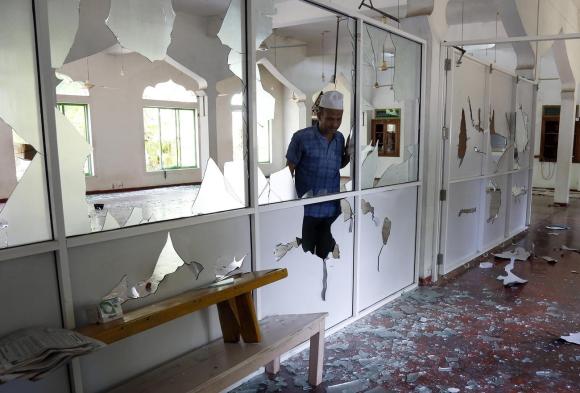 A vandalised mosque in Sri Lanka