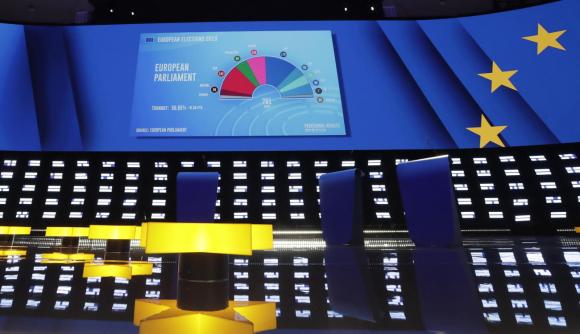 results screen in European Parliament