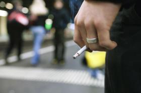 A cigarette at a train station