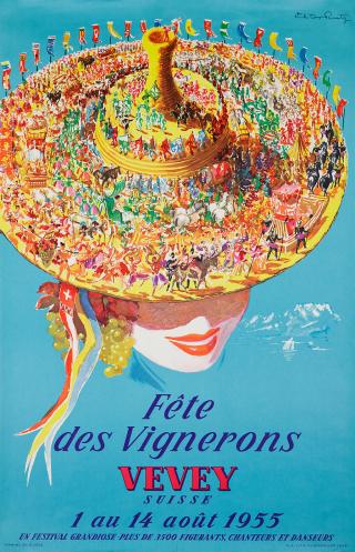 Fête des Vignerons, Vevey. Affiche de l année 1955.