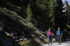 Theresa May and husband hiking in the Swiss Alps