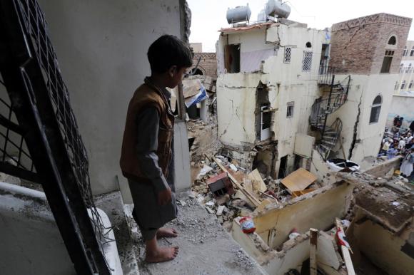 aftermath of a Saudi airstrike in Yemen