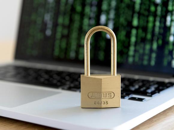padlock on laptop