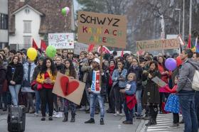 An anti-racism demonstration in the central Swiss town of Schwyz