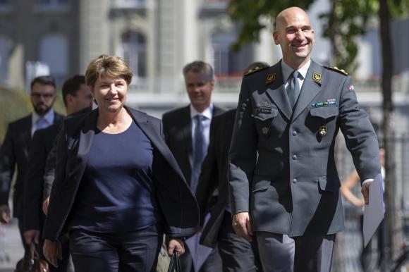 Thomas Suessli with defence Minister Viola Amherd