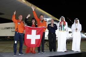 Solar Impulse after landing in Abu Dhabi