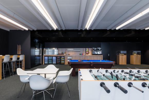 Office space with table football and pool table