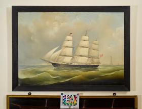 这幅画中的船是“艾达·齐格勒号”，这是一群温特图尔商人(包括沃卡特)购买的三艘商船之一，用于将货物运到印度，