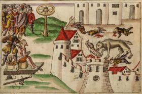 Zeichnung eines Wolfes auf Burg