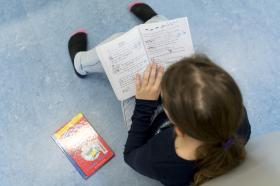 a pupil reading