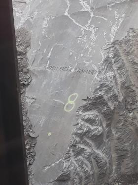 Close up of the engraving on the Eiger, Den Eiger Kümmert