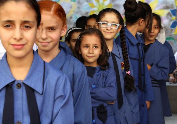 Palestinian school girls refugees in Jordan