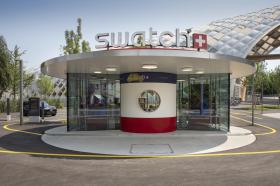 The Swatch Drive-Thru Store at the company s new headquarters in Biel, Switzerland.