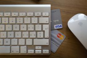 Computer and credit cards.