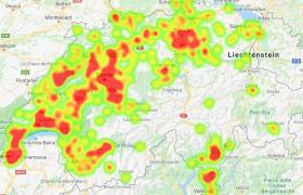 Mapa de focos do covid-19 na Suíça