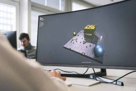 Computer screen with graphic animation