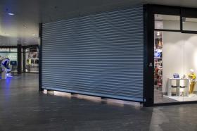 shopping mall with closed shutters