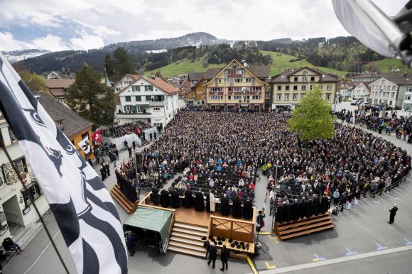 Impressions of the Landsgemeinde, Sunday, 28 April 2019, in Appenzell, Switzerland.
