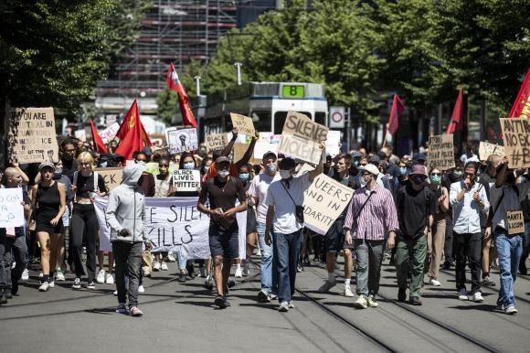 Anti-racism street protest in Zurich