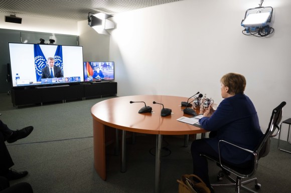 Merkel addressing ILO online in May