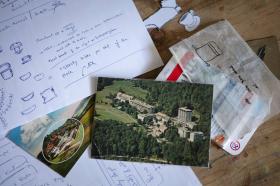 postcards, notes and material