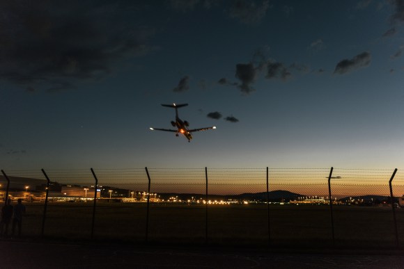 Plane landing at Zurich airport