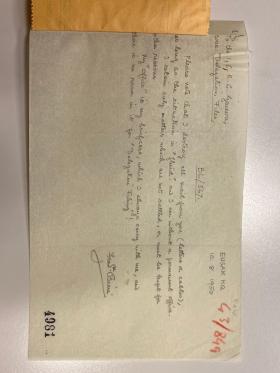 Une note écrite par Frédérick Bieri au CICR à Genève le 10 août 1950 à EUSAK