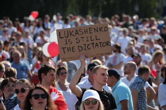 Thousands of people attended a rally in support of the Belarus opposition