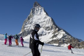 view of skiers in Zermatt