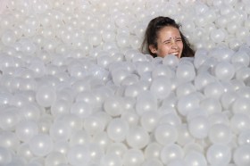 woman in ball pit