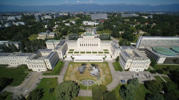 صورة جوية لمباني قصر الأمم في جنيف