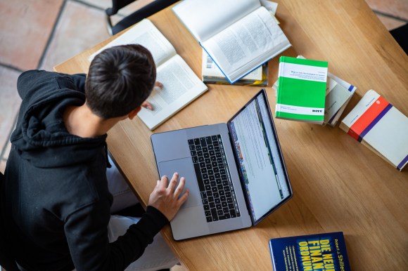 student working online