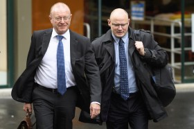 Jean-Luc Addor and attorney leave court