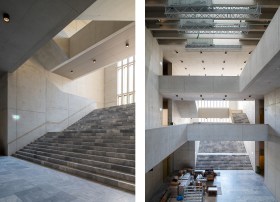 Escaleras y vestíbulo de la nueva ampliación del Kunsthaus.