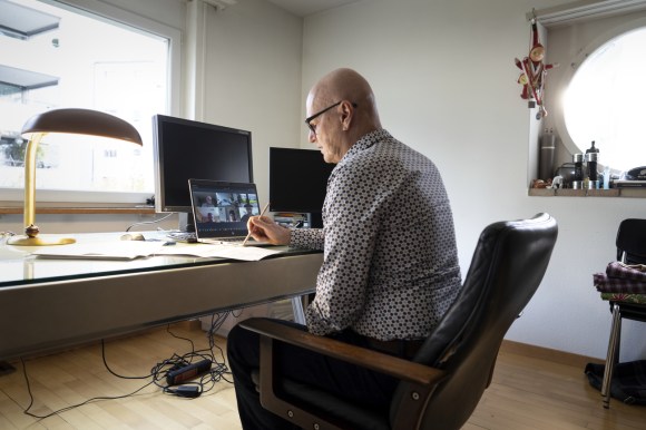Man working in home office