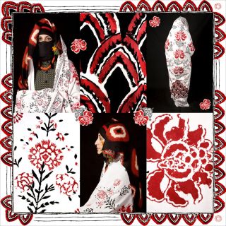 Collage: Blumen, Frauen in Niqab oder Kopftuch